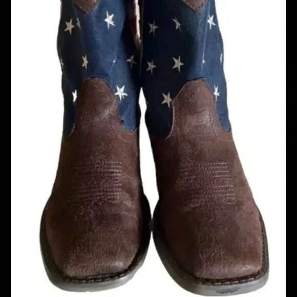 ROPER Big Kids’ American Patriot  Square Toe Boots Faux Leather Size 3 - Picture 1 of 7